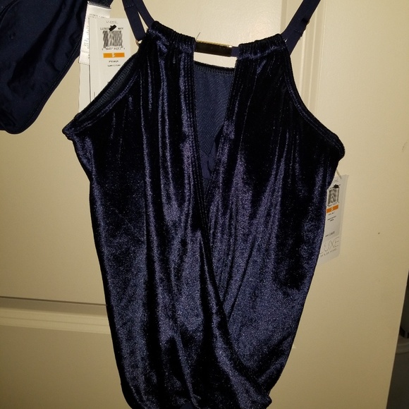 2 piece blue velvet swim suit NWT - Picture 2 of 3